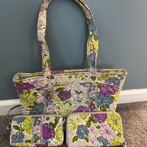 Vera Bradley 3 piece matching tote, wristlet, and wallet